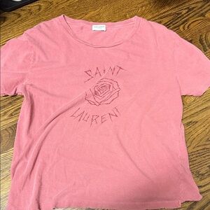 Saint Laurent Rose Pink Graphic Tee